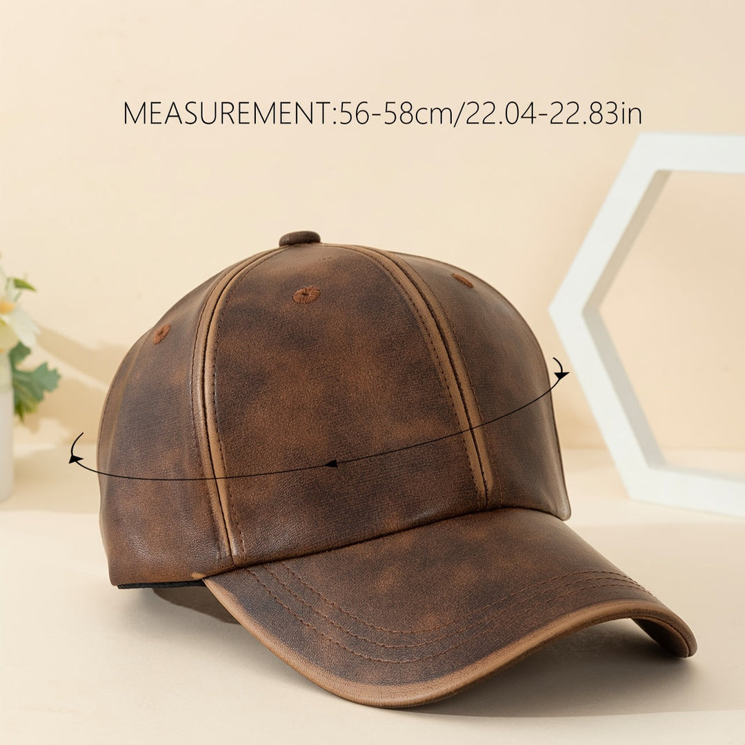 Men's classic brown leather hat, perfect for a sophisticated look, durable and stylish.