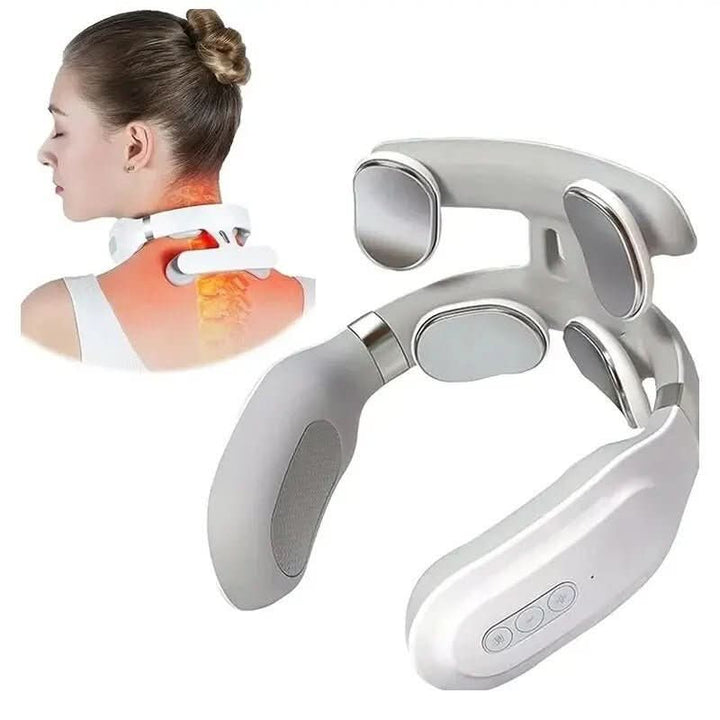 Advanced unisex neck massager with heated massage, vibration therapy for deep muscle relaxation & pain relief.