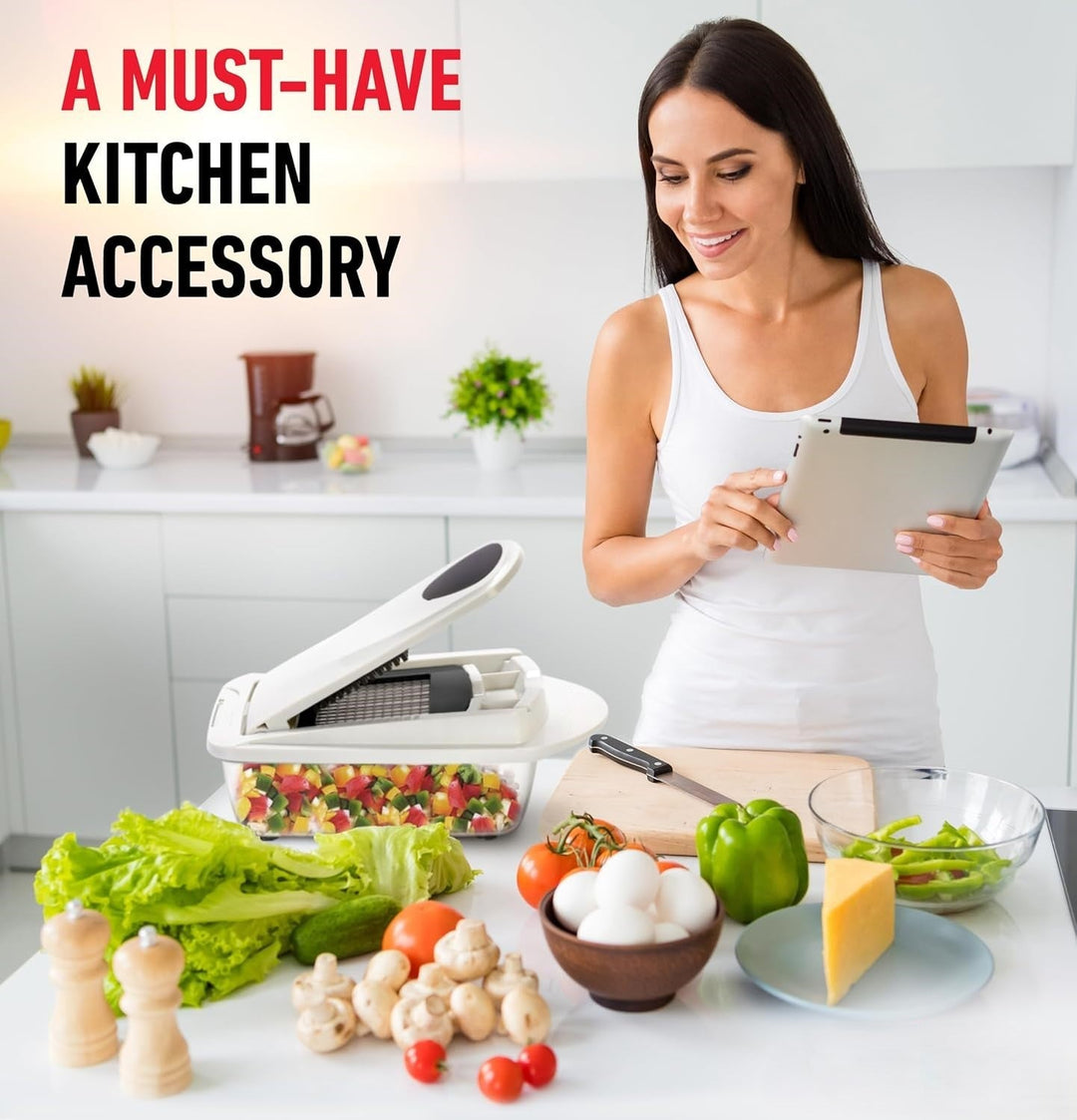 Efficient mandoline vegetable slicer with 10 functions, a must-have kitchen tool for quick and safe food prep.