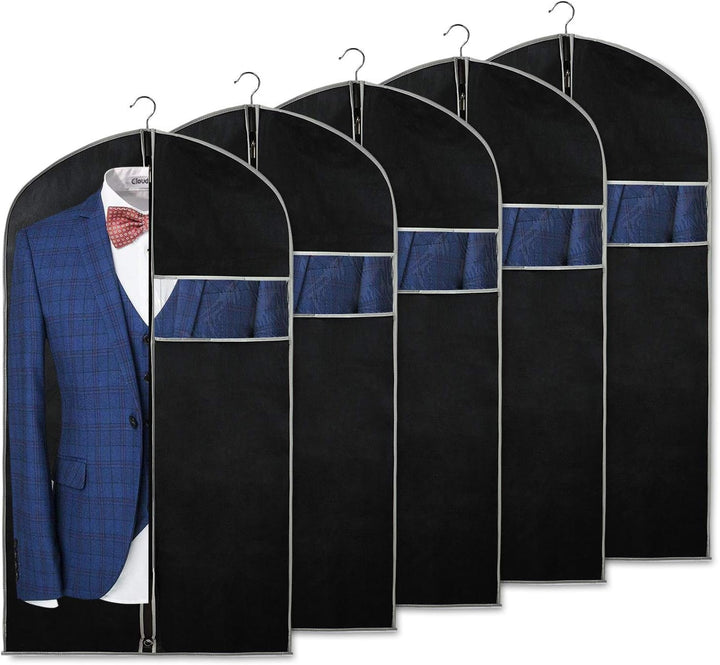 10-Pack clear garment storage bags with zipper & window for suits, dresses, and closet organization.