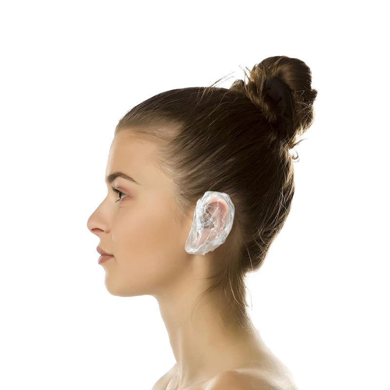 100-pack disposable waterproof ear covers for showering & bathing. Unisex ear protection for hygiene & water activities.