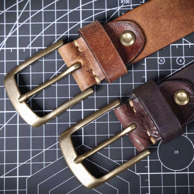 Elegant brown full grain leather belt for men, combining durability with sophisticated style.