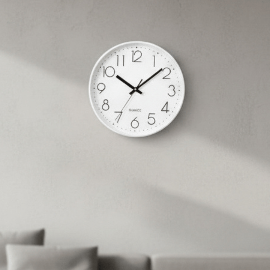 12-inch modern silent quartz wall clock for contemporary home or office decor.