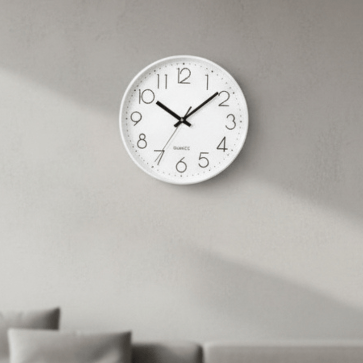 12-inch modern silent quartz wall clock for contemporary home or office decor.