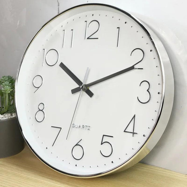 Non-ticking 12-inch silent wall clock, modern quartz design to enhance any room.