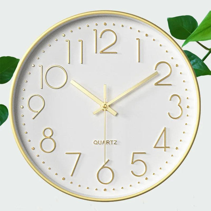 Contemporary silent 12-inch wall clock, quartz movement for a calm, modern living space.