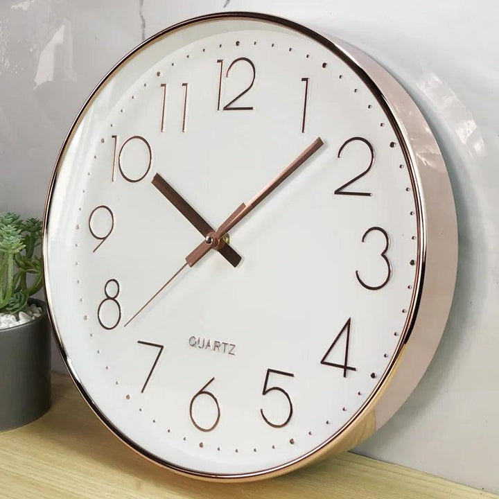 Sleek 12-inch silent quartz wall clock, ideal for modern minimalist interior design.