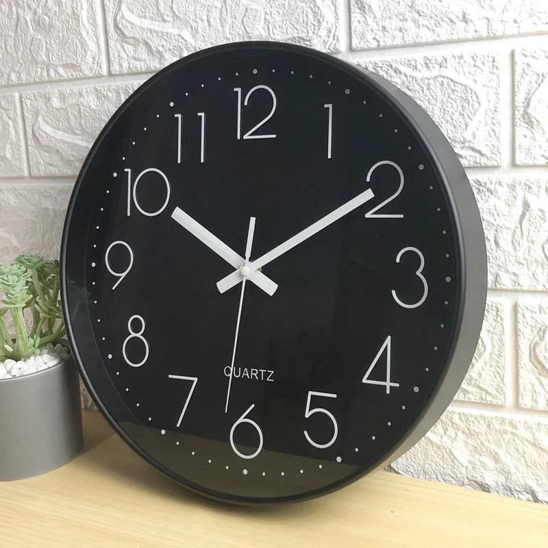 Office decor: 12-inch non-ticking quartz wall clock, modern contemporary style for productivity.