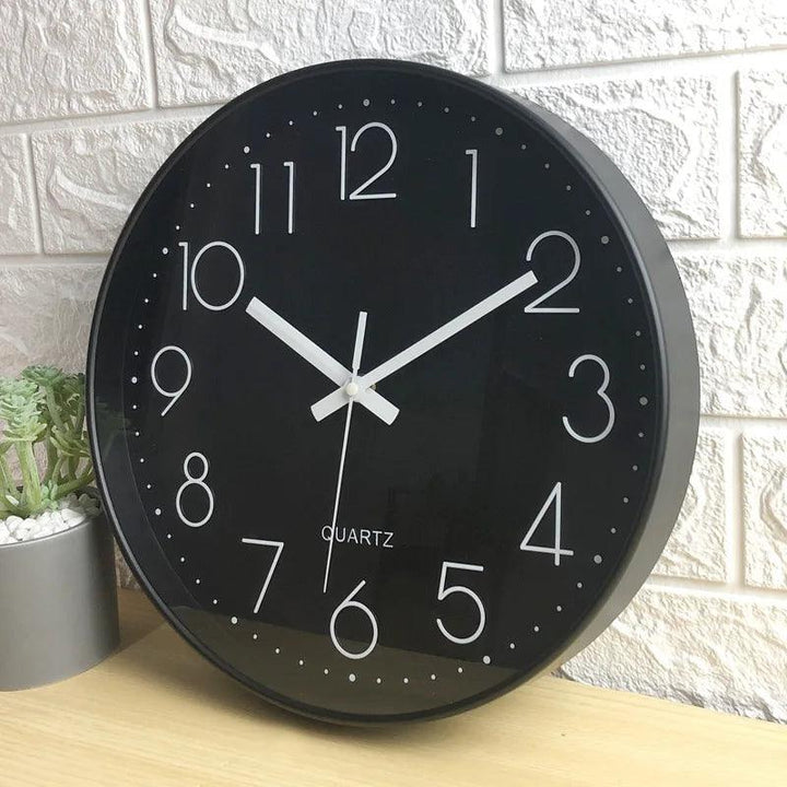 Office decor: 12-inch non-ticking quartz wall clock, modern contemporary style for productivity.
