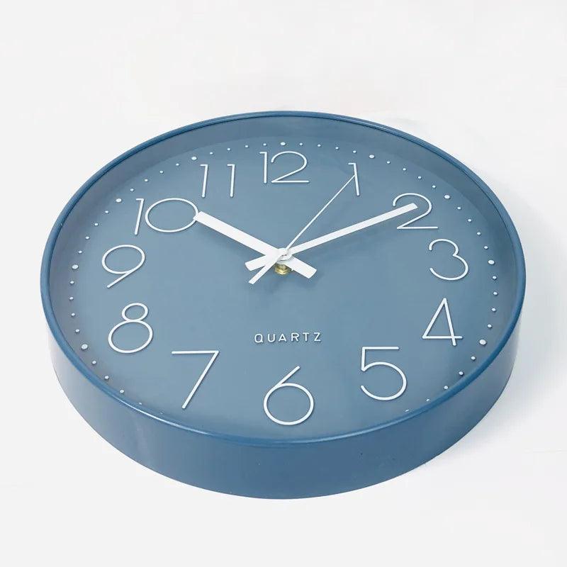 Quiet 12-inch wall clock, modern design, accurate quartz movement for silent environments.