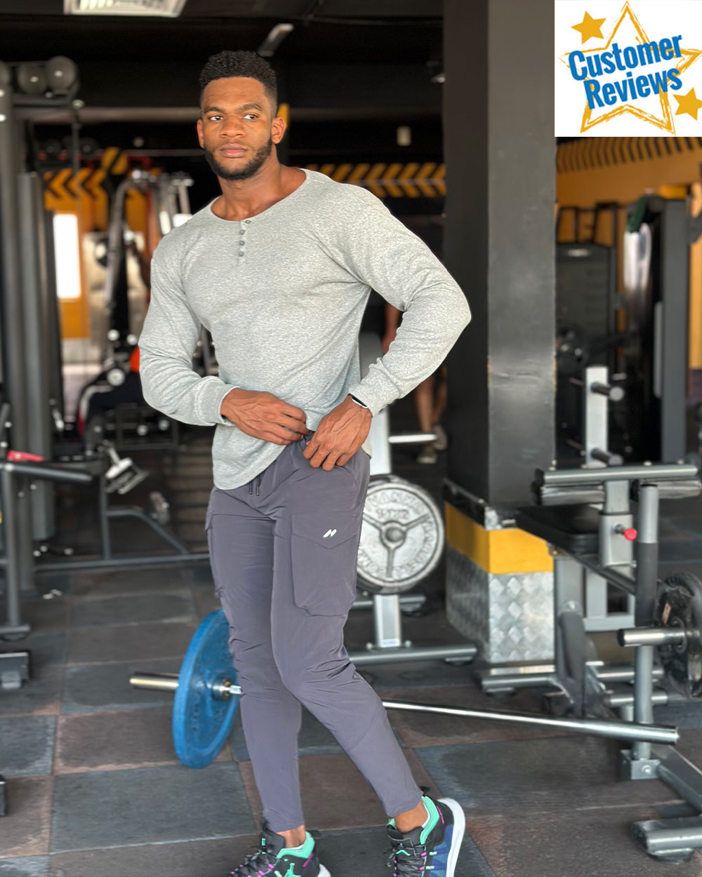 Men's fashionable ribbed henley shirt, a stylish and comfortable long sleeve top.