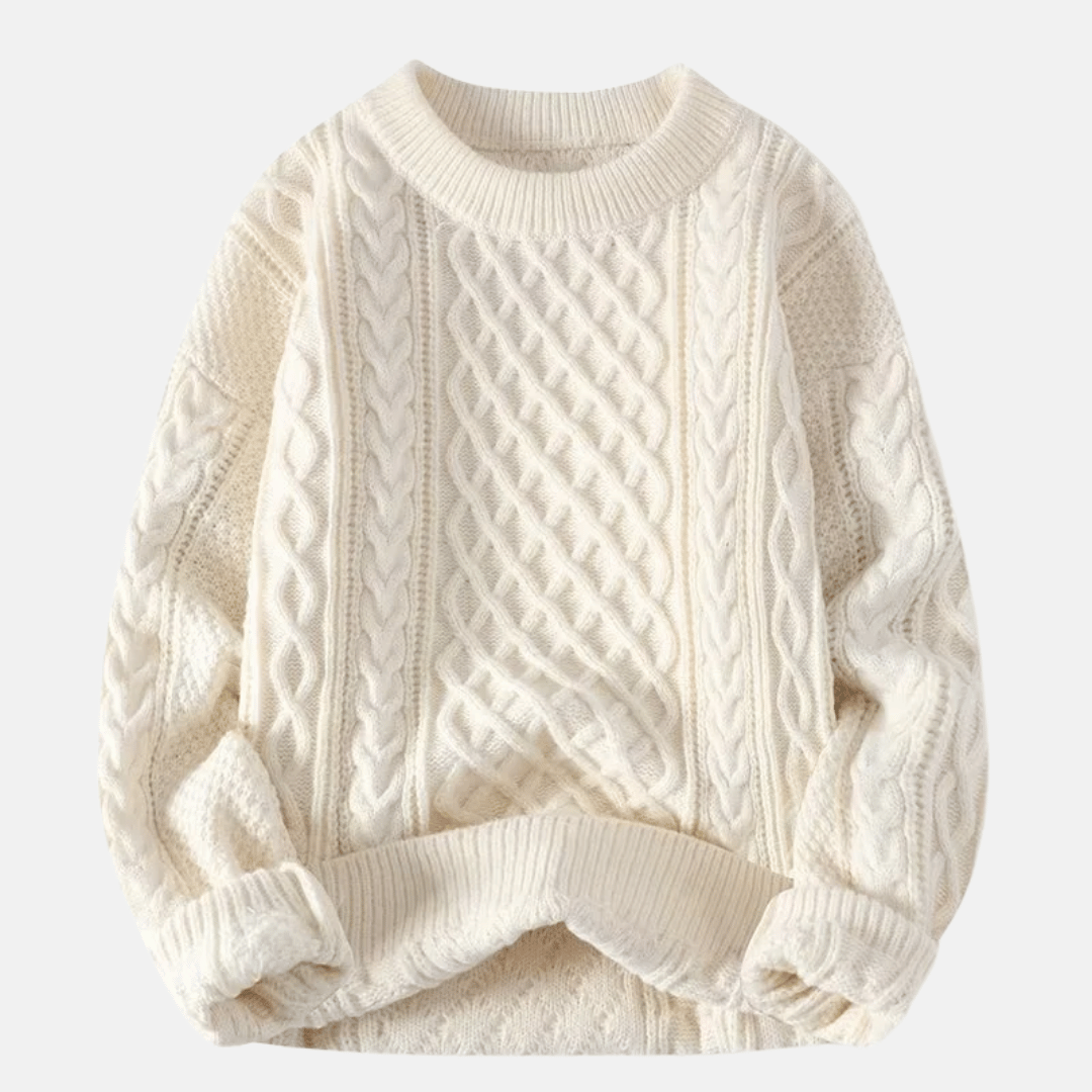 Stylish solid color men's knitted pullover, a versatile choice for casual autumn & winter outfits.