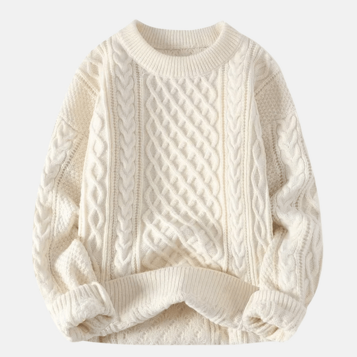 Stylish solid color men's knitted pullover, a versatile choice for casual autumn & winter outfits.