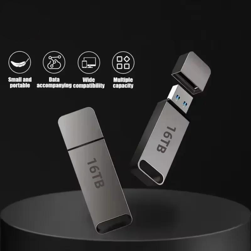 Sleek unisex 16TB USB 3.2 portable flash drive for high-speed data storage & digital backup.