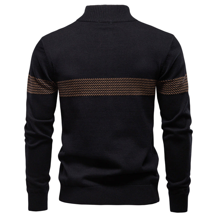Finely knit men's half-zip sweater, a stylish and comfortable black pullover for versatile wear.