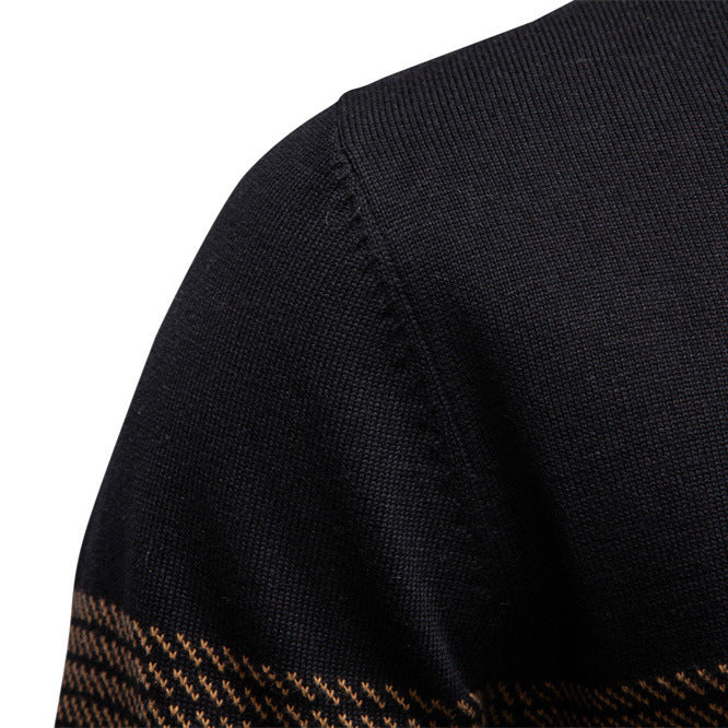 Polished men's half-zip knit sweater in navy blue, essential for smart casual mensfashion.