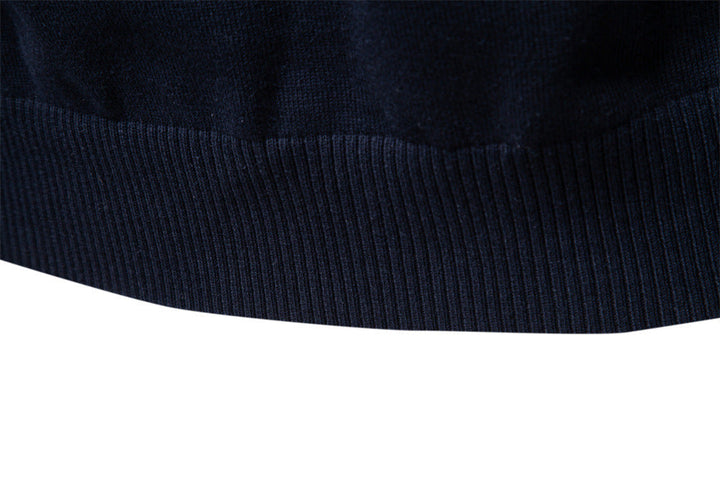 High-quality men's black half-zip knit sweater, comfortable and stylish for various occasions.