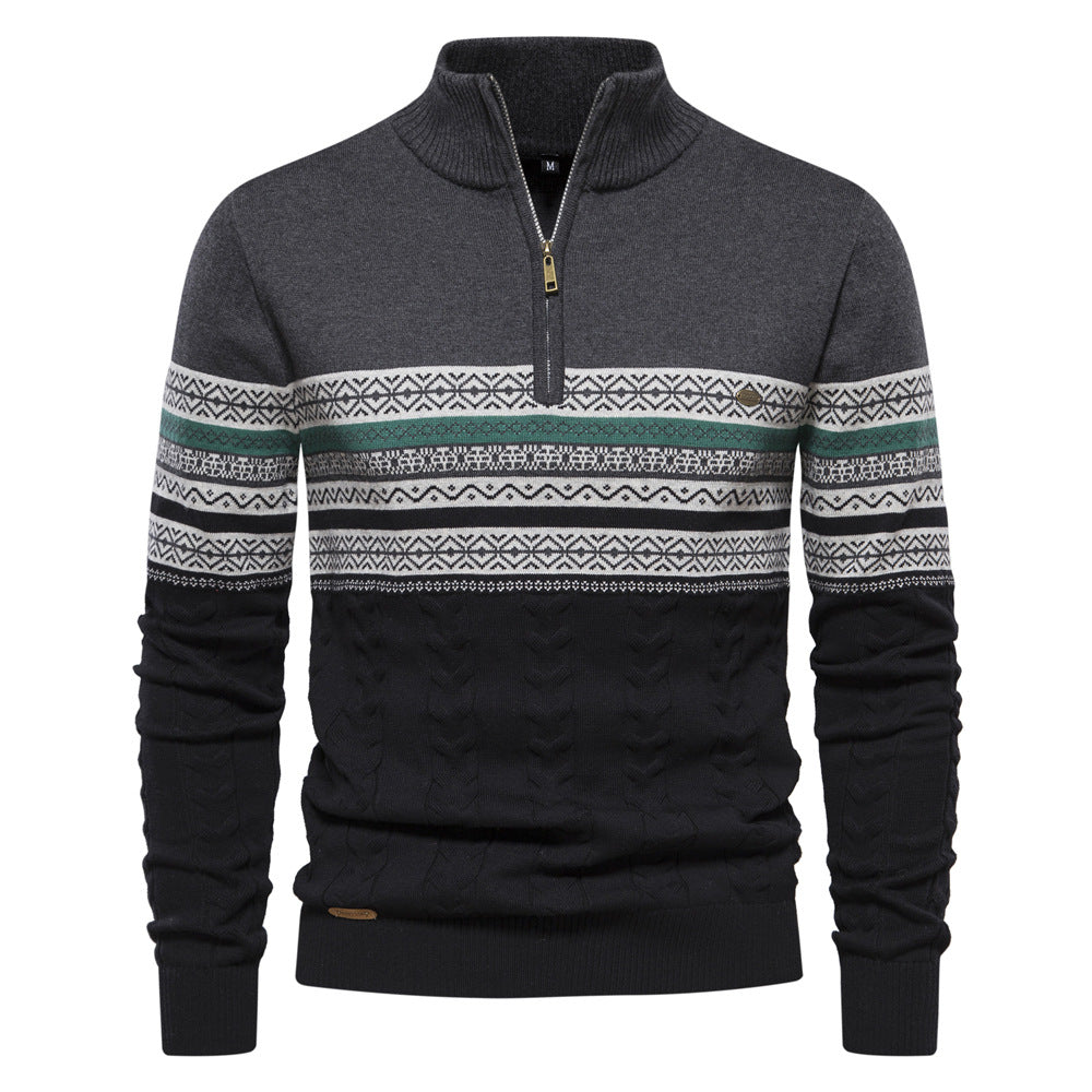 Stylish men's winter sweater: Bergen Nordic half-zip, perfect for mens clothing collections.