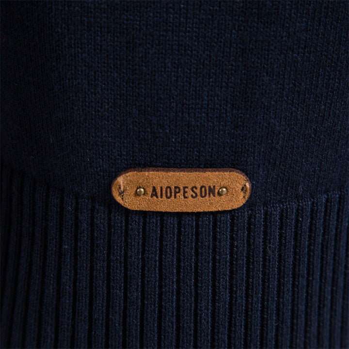 Khaki colorblock half-zip sweater for men, stylish layering piece with stand collar.