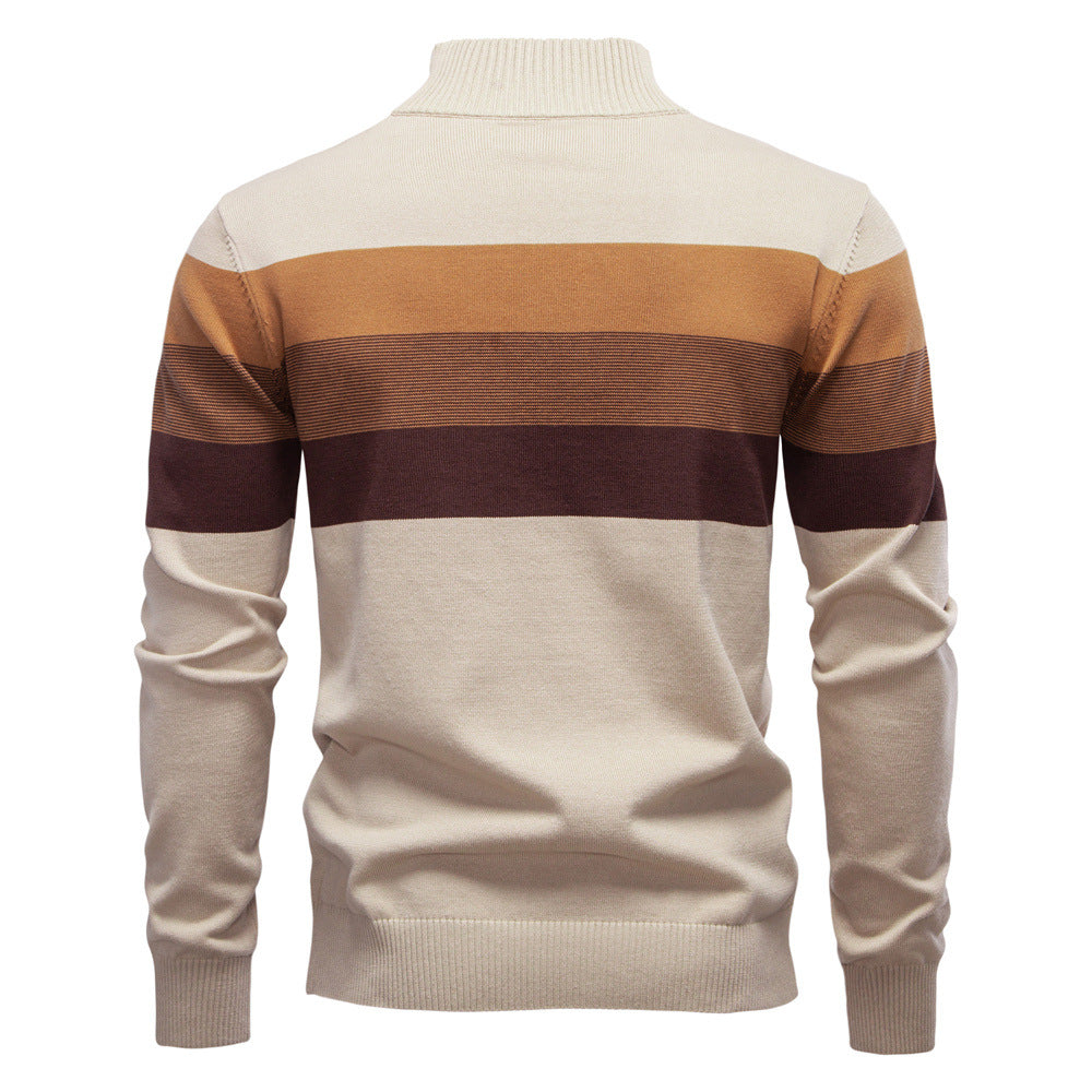 Men's grey colorblock half-zip, Torino sweater for modern layering & everyday style.