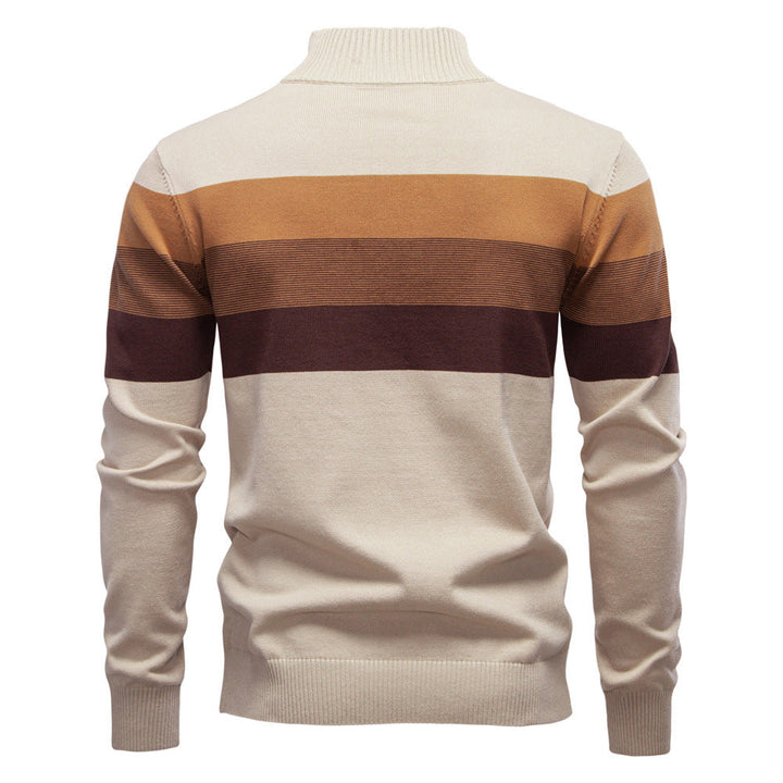 Men's grey colorblock half-zip, Torino sweater for modern layering & everyday style.