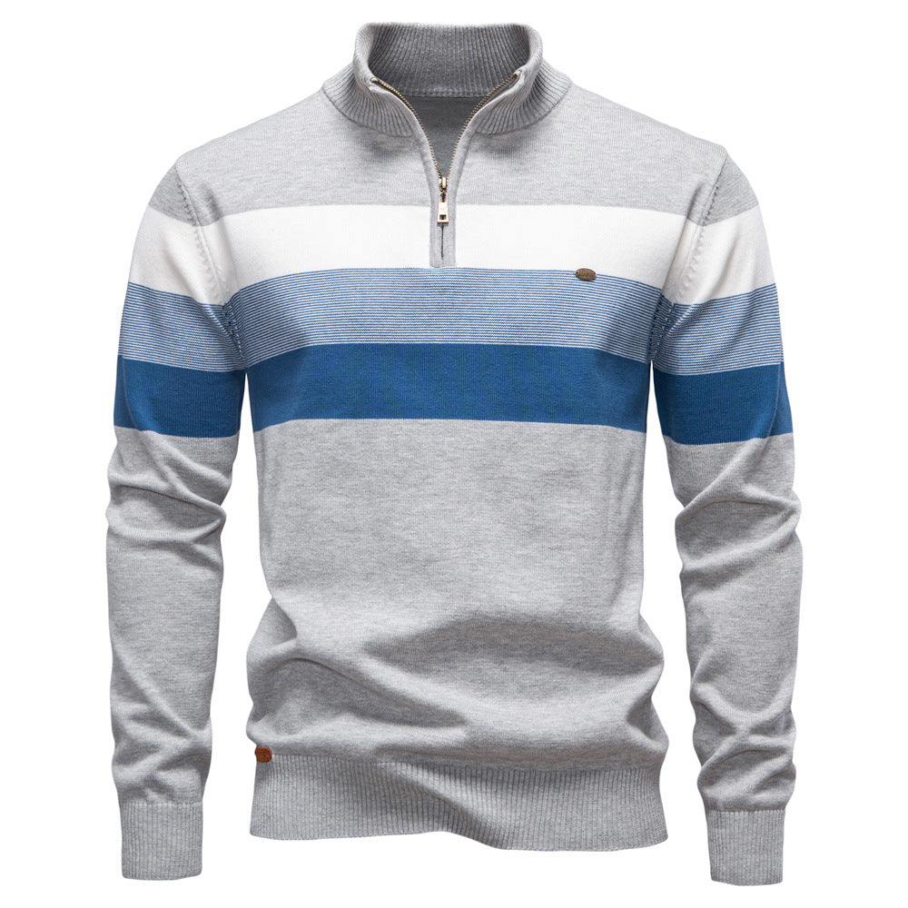Khaki colorblock half-zip men's pullover, stylish for casual wear and modern fashion.