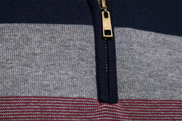 Khaki colorblock half-zip, men's Torino sweater for stylish modern layering.