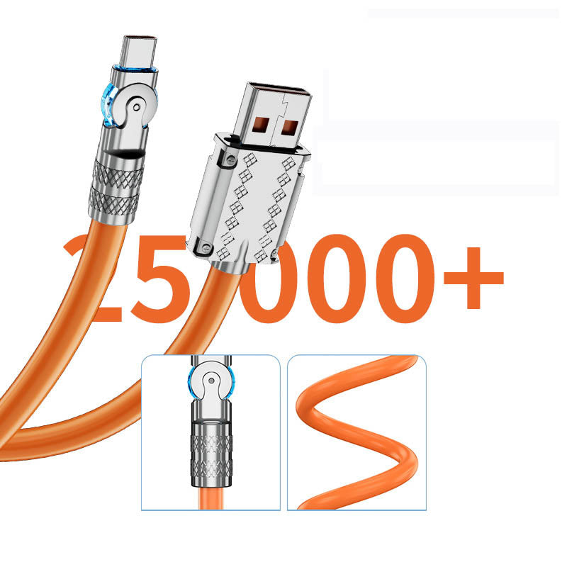 180-degree rotating fast charging Type-C data cable for mobile devices, durable anti-break design.