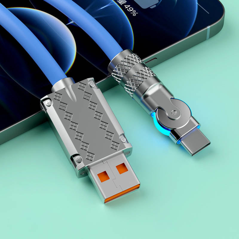 High-speed 120W fast charging data cable with anti-break durability for all mobile devices.
