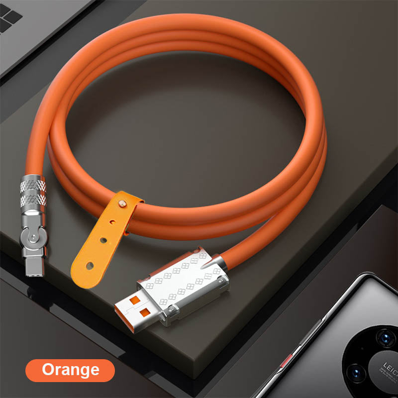 Versatile 180-degree rotating charging cable, anti-break, for fast data transfer & power.