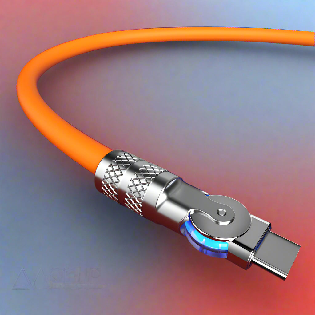 Flexible 180-degree rotating phone charger cable, anti-break design for ultimate durability.