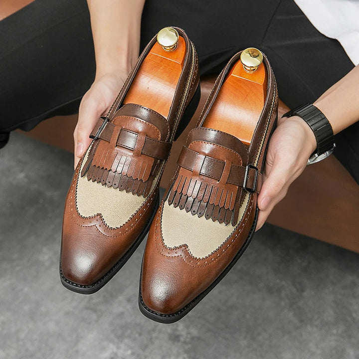 Men's Regent brogue loafers, slip-on dress shoes for sophisticated style.