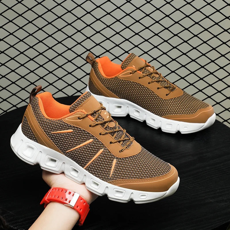 Stylish sand unisex lightweight shoes, ideal for runners and walkers seeking ultimate comfort and a breathable design.