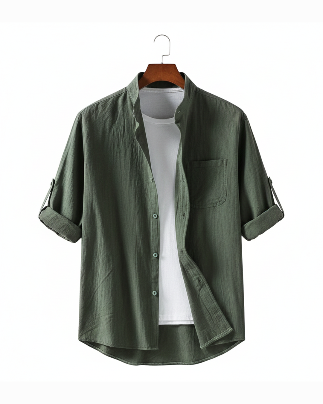 Men's classic long-sleeve cotton button-up shirt, breathable for everyday comfort.
