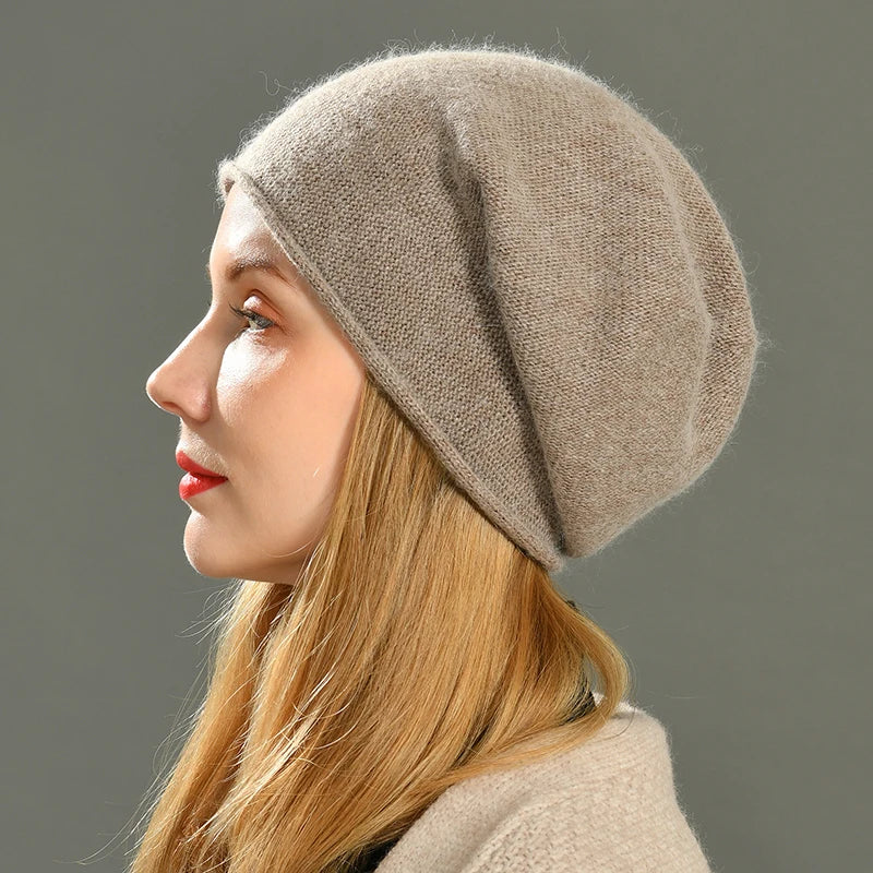 Women's stylish cozy slouch beanie. Perfect warm winter accessory for a comfortable, chic everyday look.