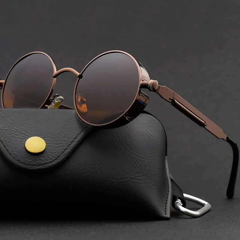 Classic round sunglasses for men & women, offering full UV protection. Lightweight & durable aluminum alloy shades.