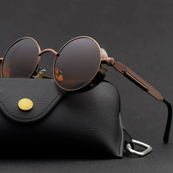 Classic round sunglasses for men & women, offering full UV protection. Lightweight & durable aluminum alloy shades.