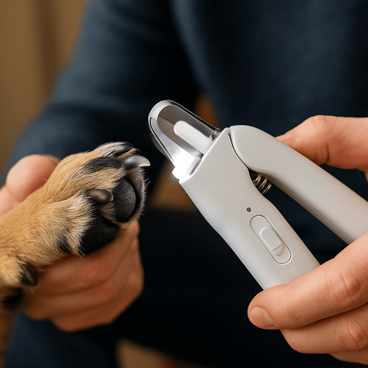 Rechargeable quiet pet nail clippers with LED for precise dog & cat nail trimming and filing