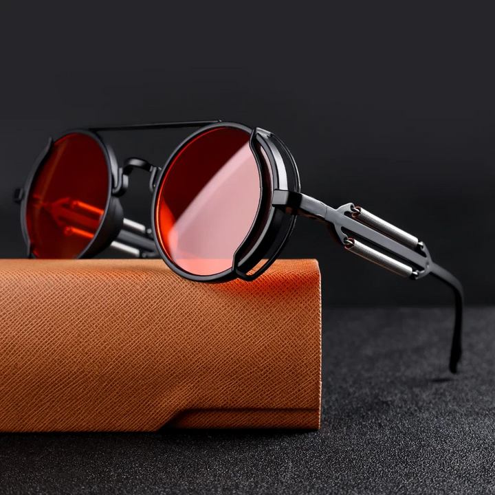 Spectre unisex polarized sunglasses with mecha accents. A stylish vintage eyewear fashion accessory offering UV400 protection.
