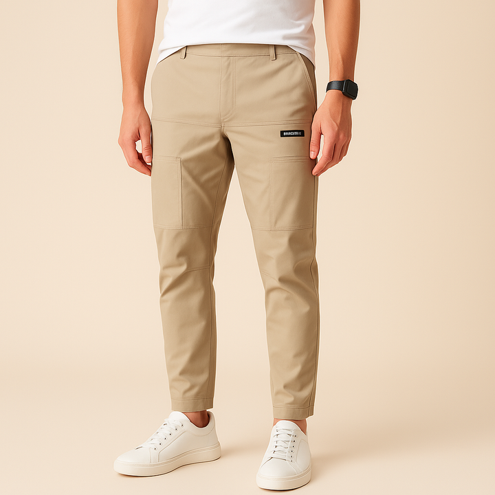 Modern men's solid color jogger pants, comfortable activewear with an elastic waist, ideal for versatile year-round wear.