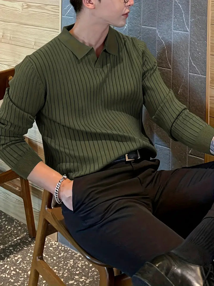 Comfortable men's Vienna ribbed knit polo shirt, perfect for everyday wear or a special outing.