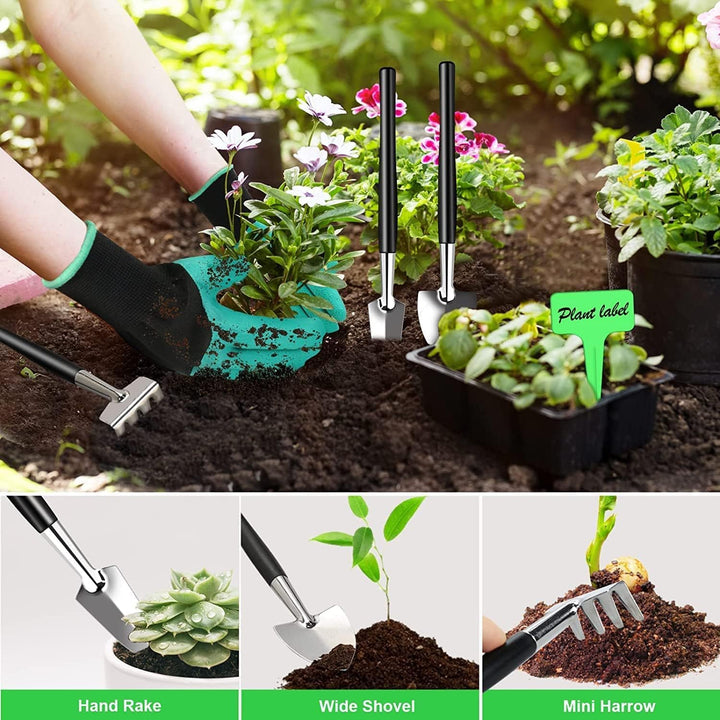 Durable PU leather bag holding a 24-piece high-carbon steel bonsai tool kit, perfect for portable plant care & gardening.