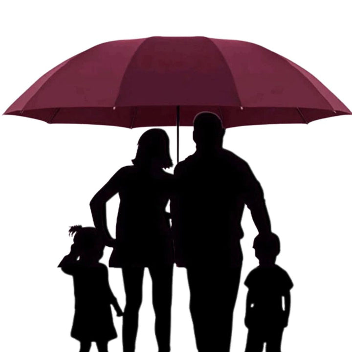 Super large windproof folding umbrella, ideal for family rain protection & sun shade.