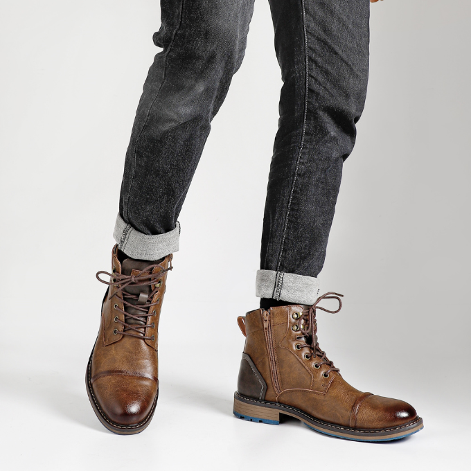 Durable Bayshore rugged boots for men, featuring a side zip and all-day comfort for daily use.