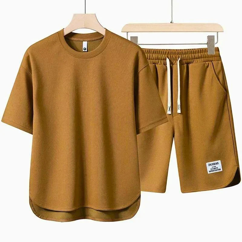 Oversized unisex varsity shorts set, perfect for athletic or casual summer wear.
