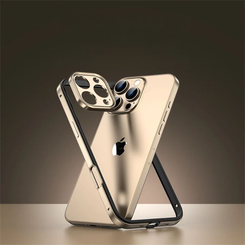 Unisex protective aluminum iPhone case, shockproof for iPhone 13, 14, 15, 16. Durable phone protection.