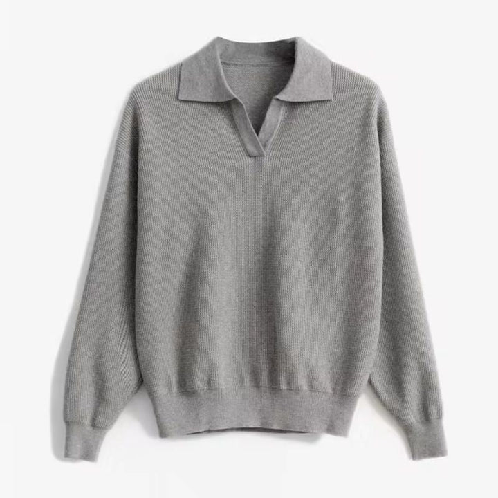 Men's relaxed fit pullover sweater, cozy & stylish, with long sleeves and a collared neckline for casual wear.