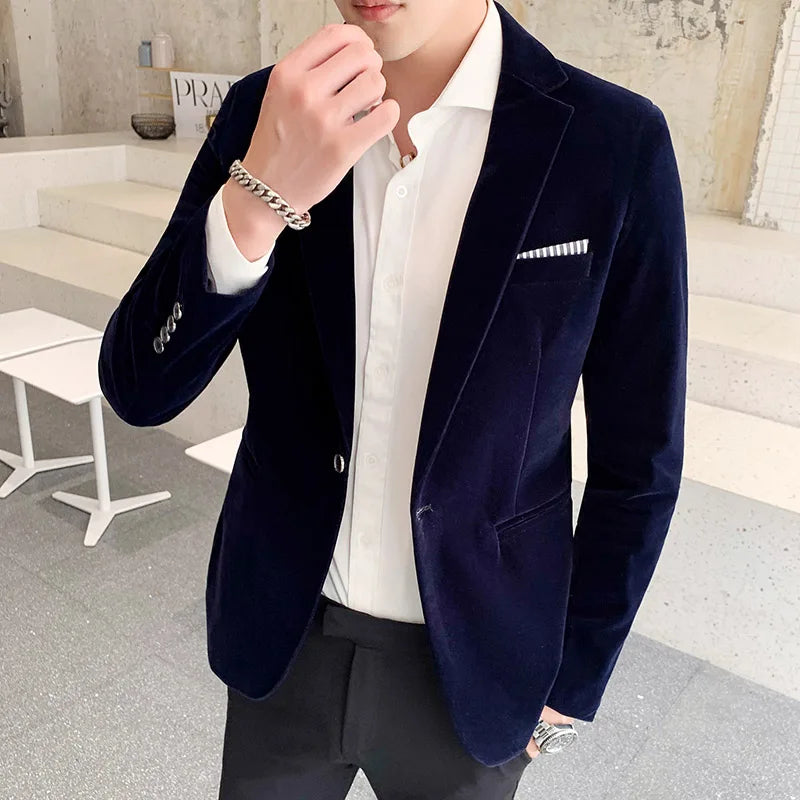 Premium men's Midnight Tailored Blazer. Elevate your formal wear with this elegant jacket for special occasions.