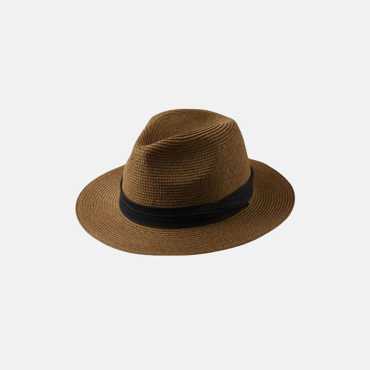 Lightweight unisex wide brim straw sun hat, a versatile summer beach and travel accessory for superior sun protection.