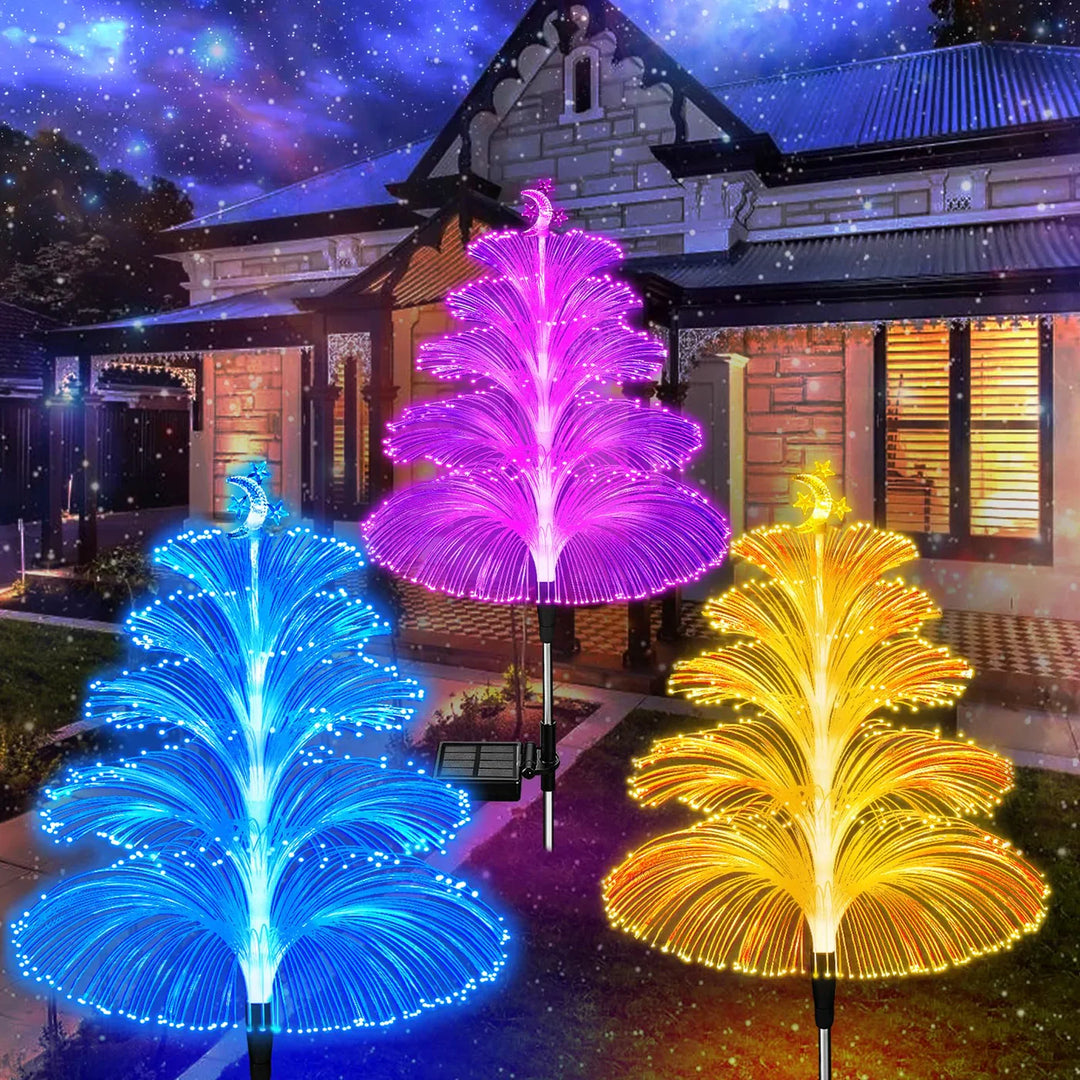 3 colorful solar powered Christmas tree lawn lights for festive outdoor garden decor